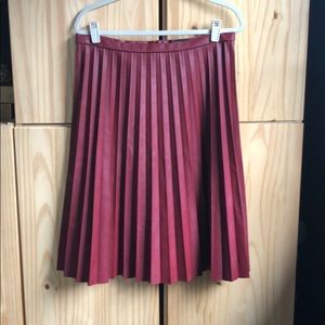 J.Crew faux leather pleated A-Line skirt